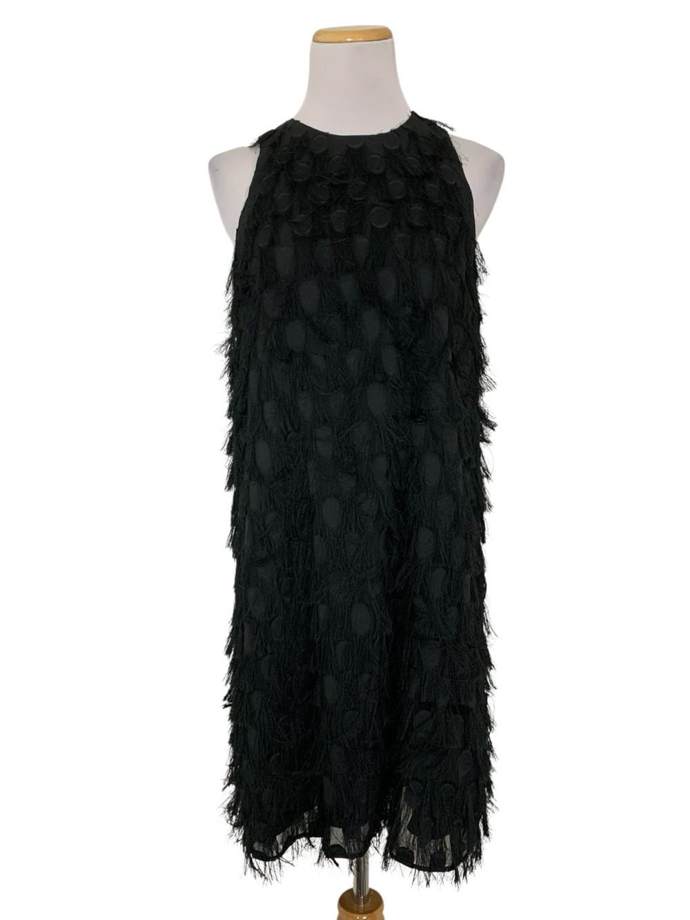 Anthropologie Roxie Black Textured Fringe Shift Dress Women’s 6 Dressy LBD
